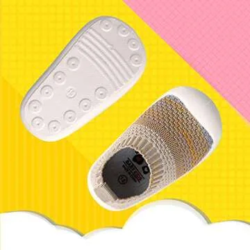 Baby First-Walking Shoes 1-4 Years Kid Shoes Trainers Toddler Infant Boys Girls Soft Sole Non Slip Cotton Mesh Breathable Lightweight Slip-on Sneakers Outdoor(Yellow,9 Toddler) T23