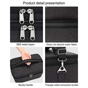 Relavel Travel Makeup Bag, Makeup Case Organizers Large Cosmetic Bags Makeup Brush Holder, Keep Cosmetic Up Right, Perfect for Taller Liquids, Portable Adjustable Strap, Waterproof Fabric