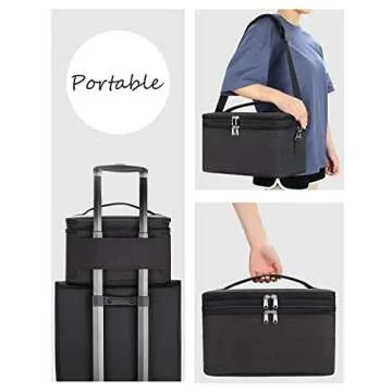 Relavel Travel Makeup Bag, Makeup Case Organizers Large Cosmetic Bags Makeup Brush Holder, Keep Cosmetic Up Right, Perfect for Taller Liquids, Portable Adjustable Strap, Waterproof Fabric