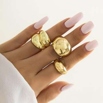 Gold Chunky Dome Rings Set for Women Stylish Rings
