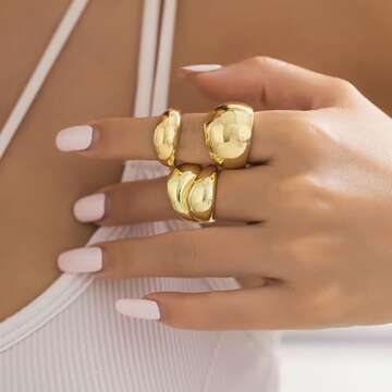 Gold Chunky Dome Rings Set for Women Stylish Rings