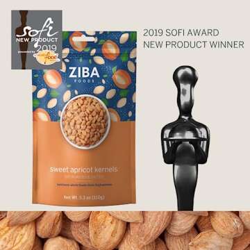 Ziba Foods Sweet Apricot Kernels | 5.3 oz | Non-GMO & Vegan Dried Apricot Seeds Whole 30 Friendly & Keto, Paleo, Dry Roasted Superseed | Wild Grown Apricot Kernel High In Protein and Omega 3s