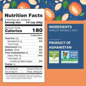 Ziba Foods Sweet Apricot Kernels | 5.3 oz | Non-GMO & Vegan Dried Apricot Seeds Whole 30 Friendly & Keto, Paleo, Dry Roasted Superseed | Wild Grown Apricot Kernel High In Protein and Omega 3s