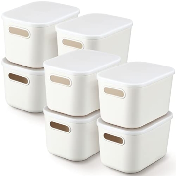 Tuanse 8 Pieces Plastic Storage Bins with Lids - Versatile & Stackable Containers