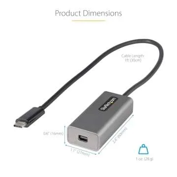 StarTech.com USB C to Mini DisplayPort Adapter, 4K 60Hz