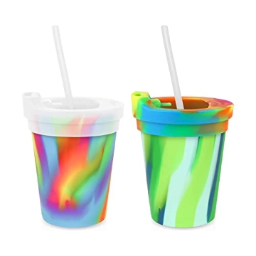 Silipint Kids’ Silicone Cups with Lids & Straws Pack of 2