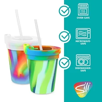 Silipint Kids’ Silicone Cups with Lids & Straws Pack of 2
