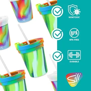 Silipint Kids’ Silicone Cups with Lids & Straws Pack of 2