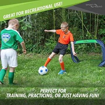Sport Squad Portable Soccer Goal Net Set - Set of Two 4' Pop Up Training Soccer Goals with Compact Carrying Case - Easy Assembly and Compact Storage - Great for Kids and Adults