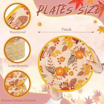 EVYIENEN 50 Pack Fall Pumpkins Paper Plates for Your Festive Gatherings