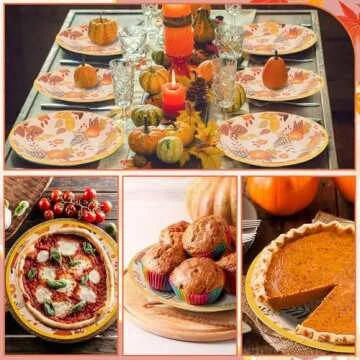 50 Pack Fall Pumpkins Paper Plates for Celebrations