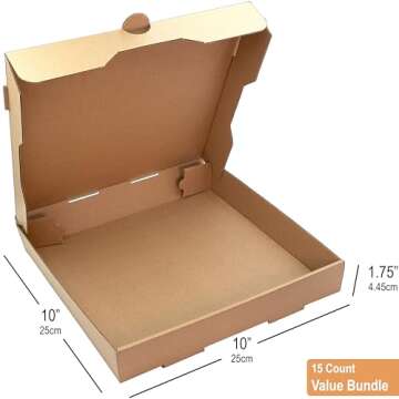 BOARDS+ 10x10 Pizza Boxes | 15 Pack | Kraft Corrugated Cardboard
