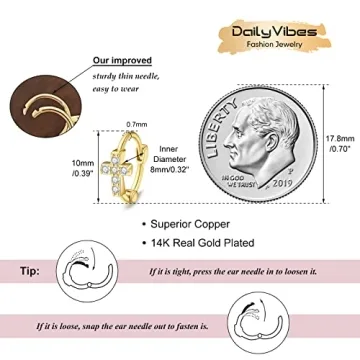 Elegant 14K Gold Plated Small Gold Hoop Earrings