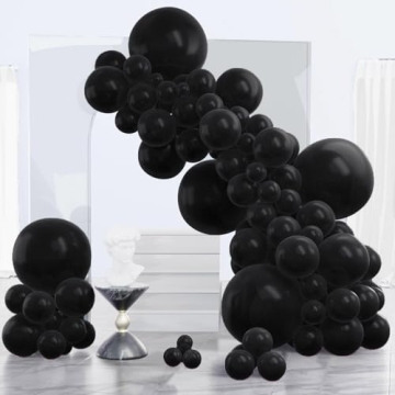 PartyWoo Black Balloons 130 pcs: Various Sizes, Perfect for Events