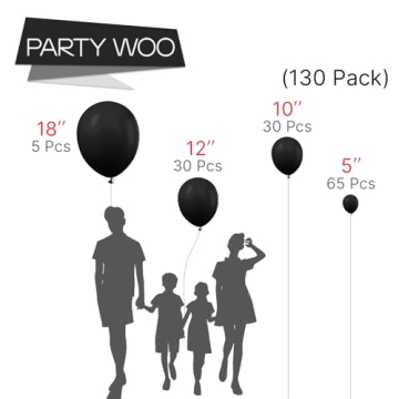 PartyWoo 130 pcs Black Balloons for All Occasions