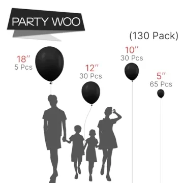 PartyWoo 130 pcs Black Balloons for All Occasions