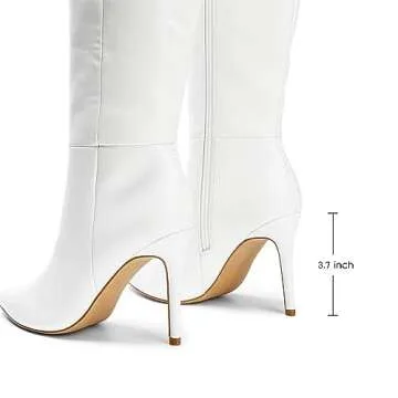 DREAM PAIRS Stylish Knee High Boots for Women - White PU