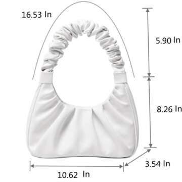 CYHTWSDJ fashionable for Women cute Hobo Tote handbag mini clutch with zipper (White-M)