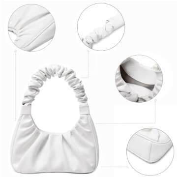 CYHTWSDJ fashionable for Women cute Hobo Tote handbag mini clutch with zipper (White-M)