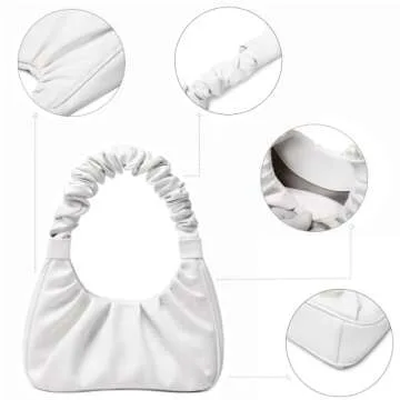 CYHTWSDJ fashionable for Women cute Hobo Tote handbag mini clutch with zipper (White-M)