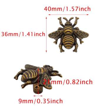LLDYNW 4 pcs Bee Knobs Bumble Bee Cabinet Knobs Insect Drawer Pulls Animal Single Hole Handles for D...