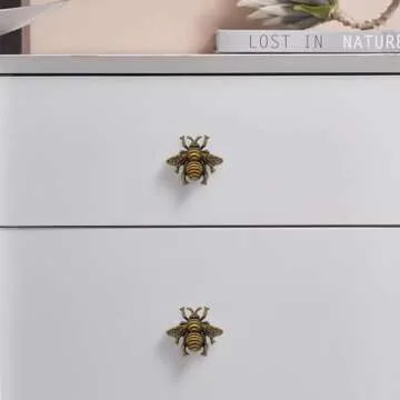 LLDYNW 4 pcs Bee Knobs Bumble Bee Cabinet Knobs Insect Drawer Pulls Animal Single Hole Handles for Dresser Antique Dresser Bathroom Cabinets Knobs (Bronze)