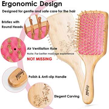 Sofmild Eco-Friendly Hair Brush - Natural Bamboo Paddle Brush for All Ages