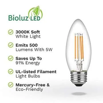Bioluz LED Light Bulbs 93 CRI Dimmable 12-Pack