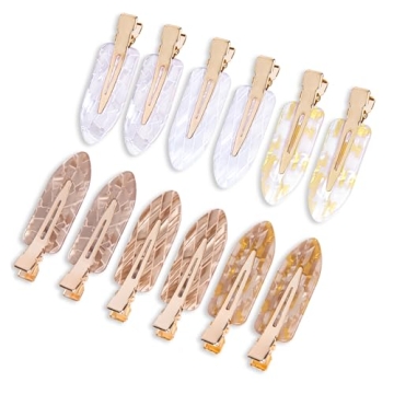 Cptots 12 PCS No Crease Hair Clips - Stylish, Non-Slip Hair Accessories in White Gold
