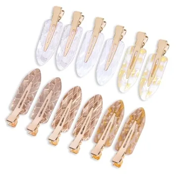 Cptots 12 PCS No Crease Hair Clips - Stylish, Non-Slip Hair Accessories in White Gold