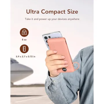 VEGER Portable Charger for iPhone Built in Cables Fast Charging USB C Slim 10000 Power Bank, Wall Plug USB Battery Pack for iPhones, iPad, Samsung More Phones Tablets (Pink)