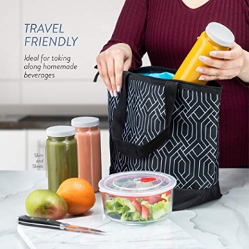 Paksh Novelty Travel Glass Drinking Bottle Mason Jar 16 Ounce [6-Pack] Plastic Airtight Lids, Reusable Glass Water Bottle for Juicing, Smoothies, Kombucha, Tea, Milk Bottles, Homemade Beverages Bottle