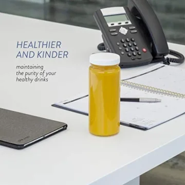 Paksh Novelty Travel Glass Drinking Bottle Mason Jar 16 Ounce [6-Pack] Plastic Airtight Lids, Reusable Glass Water Bottle for Juicing, Smoothies, Kombucha, Tea, Milk Bottles, Homemade Beverages Bottle