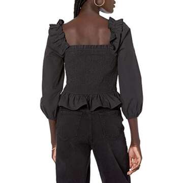The Drop Women's Marisol Long-Sleeve Ruffle Smocked Top