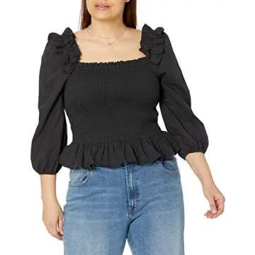 The Drop Women's Elegant Ruffle Smocked Top