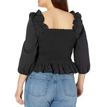 The Drop Women's Elegant Ruffle Smocked Top