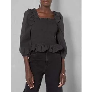 The Drop Women's Elegant Ruffle Smocked Top