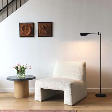 Brightech Leaf Pharmacy LED Reading Lamp, Dimmable Floor Lamp with Easy Rotation Over Chair or Desk ...