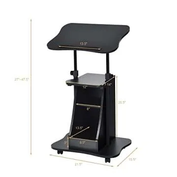 Tangkula Mobile Laptop Podium, Height Adjustable Podium Stand, Standing Desk, Rolling Desk Laptop Cart with Swivel Top & Movable Wheels