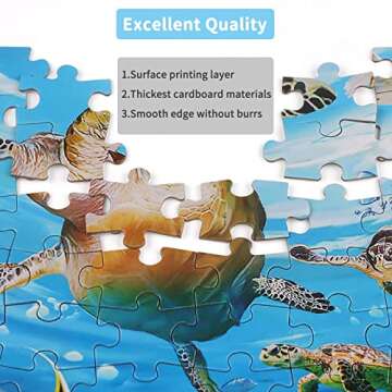 Ouriky 100 Piece Puzzles for Kids Ages 4-8 8-10 3-5, Underwater Swim Turtle Puzzles, 100 Piece Jigsaw Puzzles, Kids Puzzles Ages 6-8, Educational Puzzle Toy Gifts for Boys Girls(15in x 10in)