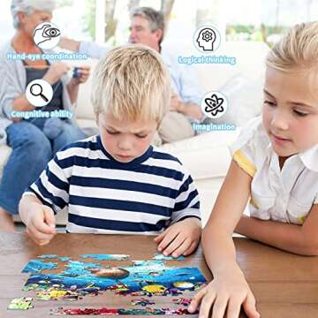 Ouriky 100 Piece Puzzles for Kids Ages 4-8 8-10 3-5, Underwater Swim Turtle Puzzles, 100 Piece Jigsaw Puzzles, Kids Puzzles Ages 6-8, Educational Puzzle Toy Gifts for Boys Girls(15in x 10in)