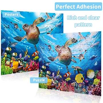 Ouriky 100 Piece Puzzles for Kids Ages 4-8 8-10 3-5, Underwater Swim Turtle Puzzles, 100 Piece Jigsaw Puzzles, Kids Puzzles Ages 6-8, Educational Puzzle Toy Gifts for Boys Girls(15in x 10in)