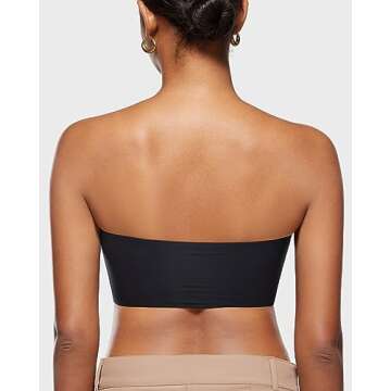 INLYRIC Women's Inbarely Strapless Bandeau Bra Bralette Tube Top Seamless Comfortable Stretchy Non Padded Bras Tops Black Medium