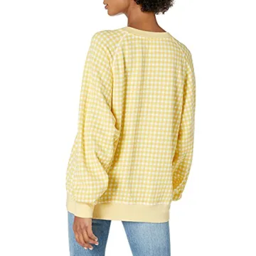 Juniper Crew Neck Sweatshirt in Vintage Yellow Gingham