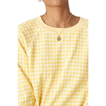 Juniper Crew Neck Sweatshirt in Vintage Yellow Gingham
