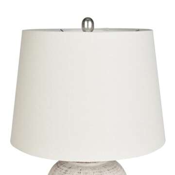 Nourison 23" Distressed Cream/Beige Rustic Ceramic Jar Table Lamp for Bedroom, Living Room, Dining Office, with Ivory Shade
