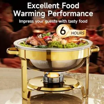 Chafing Dishes for Buffet, 4 Pack 5QT Round Stainless Steel Chafing Dish Set for Home Parties, Chris...