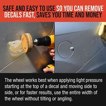 TCP Global Heavy Duty Rubber Eraser Wheel, 4” Slotted Edge Pad with Drill Adapter - Adhesive Remover Tool, Remove Vinyl Decals, Pinstripes, Stripes, Stickers, Graphics Removal Auto Car Truck RV Signs