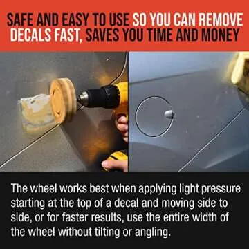 TCP Global Heavy Duty Rubber Eraser Wheel, 4” Slotted Edge Pad with Drill Adapter - Adhesive Remover Tool, Remove Vinyl Decals, Pinstripes, Stripes, Stickers, Graphics Removal Auto Car Truck RV Signs