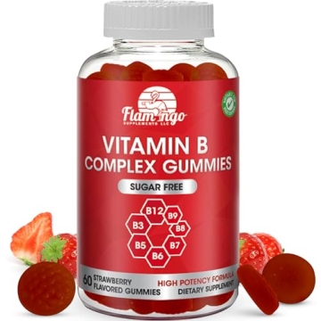 Sugar Free Vitamin B Complex Gummies - Energizing Strawberry Flavor and Vegan Friendly - 60 Gummy Bo...